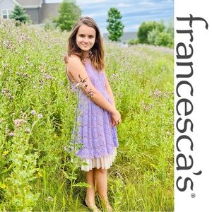 Francesca's Collection | Eloise Lace open back dress Lavender | Size Small